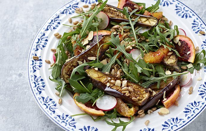 Moroccan-Spiced Aubergine and Spelt Salad Thrive Health & Nutrition Magazine