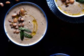 Sage, Onion and White Bean Soup made with lots of garlic, rich butterbeans and sage - Thrive Nutrition and Health Magazine