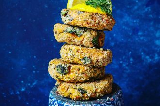 Veggie-Packed Salmon & Cod Cakes made with salmon or cod and mixed with fresh dill and chies