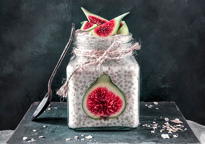 Chia Seed and Fig Breakfast Jar plant-based, gluten free and refined sugar free breakfast.